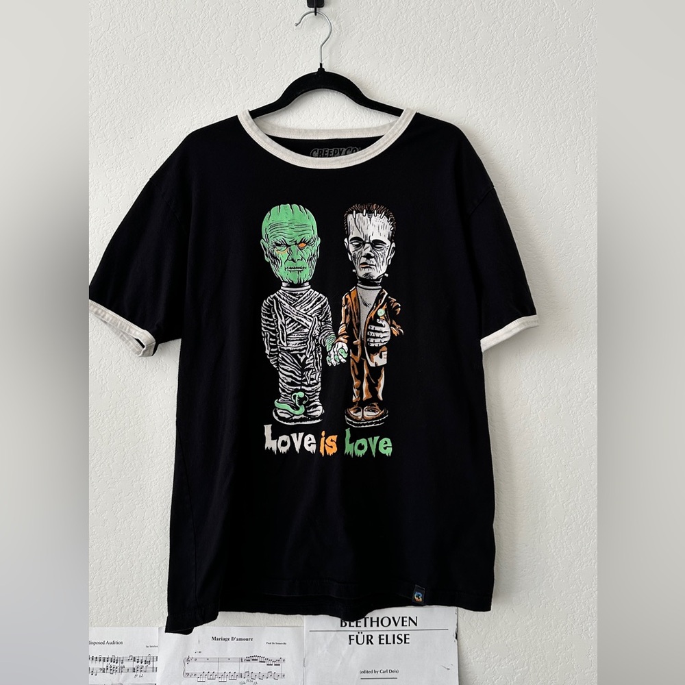 Creepy Co. “Love is Love” Monster Ringer Tee | Size XL | Horror Alt Streetwear